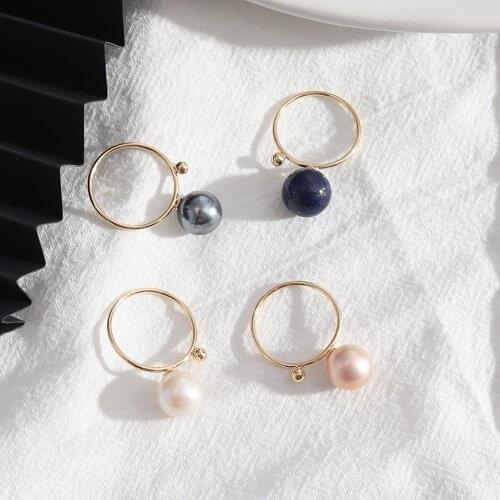 Round White Blue Pink Copper Beads Rings Fashion Layers Inner Dia 1.7cm Gold Color Brincos Pendientes Jewelry for Women