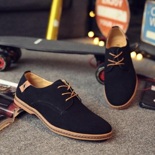 2021 Spring Suede Leather Men Shoes Oxford Casual Shoes Classic Sneakers Comfortable Footwear Dress Shoes Large Size Flats