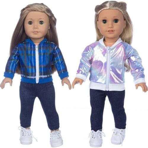 New Pattern Clothes Bright Color Jacket Set Fit 18 Inch American&43cm Baby New Born Doll Clothes Accessories
