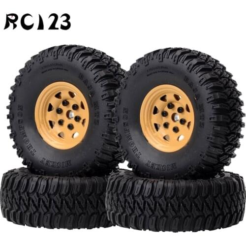 1:10 1.55" Metal Bead lock Wheels Hub Rims & 95mm Tires Tires Set for RC Car RC4WD D90 TF2/ Tamiya CC01 LC70 MST NEW ENRON