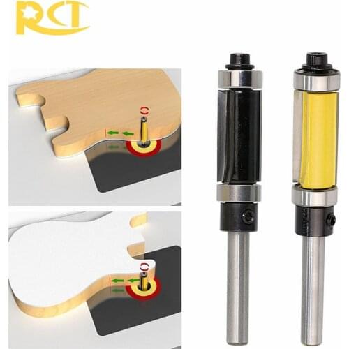 RCT Pattern/Flush Trim Router Bit 1/4'' Shank Top & Bottom Bearing Wood Cutter 1pc For Hardwood Chipboard Woodworking Tools