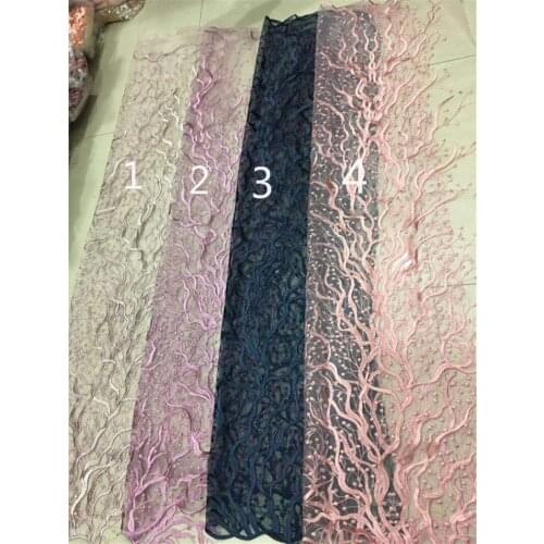 Good looking YG-765 best quality sequin embroidery tulle mesh lace for sawing bridal wedding dress