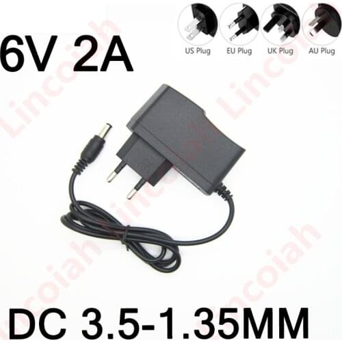 Best quality AC/DC Adapter DC 6V 2A 2000MA AC 100-240V Converter Adapter 6 V Volt Charger Power Supply EU Plug DC 3.5*1.35mm