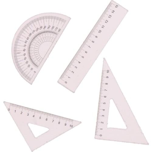 4Pcs/Set 1:12 Dollhouse Miniature Ruler Set Learning Working Drawing Rulers Props Simulation Model Toy