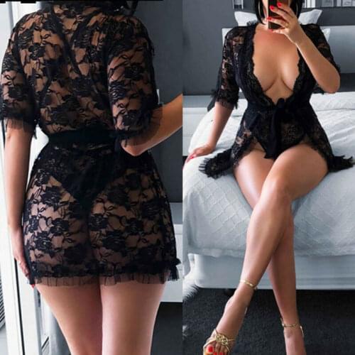 Fashion Sex New Women Sexy Lingerie Lace Dress-Underwear Black Babydoll Sleepwear G-string Temptation Underwear Nightdress