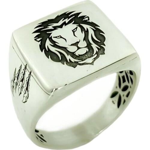 Lion Embroidered Clawed 925 Silver Men 'S Ring