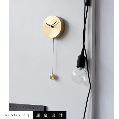 Golden Circle Wall Clock Modern Design Luxury New Classical Small Wall Clock Pendulum Brass Reloj De Pared Office Decor EB5WC