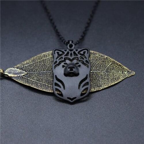 4 Colors New Japanese Akita Charm Necklace Trendy Metal Dog Jewellery Japanese Akita Pendant Necklace Women