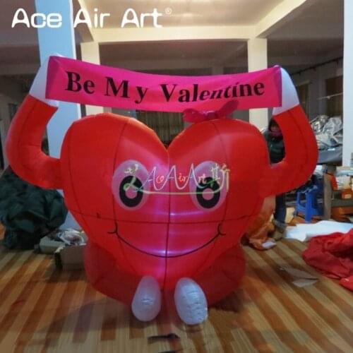 Portable party decoration Inflatable Frog Prince red inflatable HERT with be my valentine for event and party
