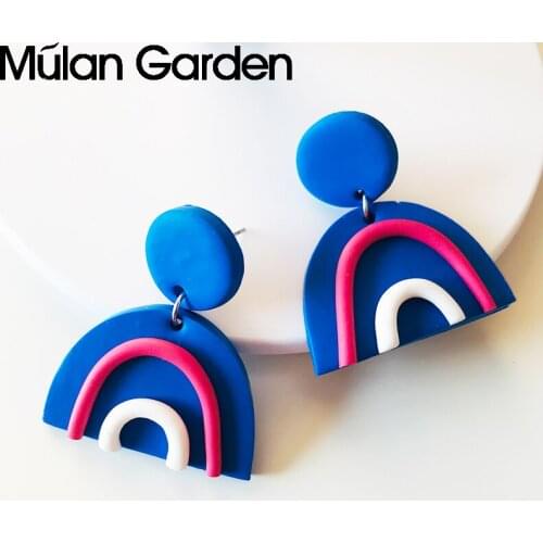 Rainbow Polka Dot Polymeric Clay Earrings for Women Cute Fashion Color Handmade Soft Clay Dangle Earring Fashion Jewelry Gift