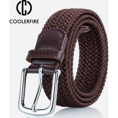Men Belts Knitted Elastic Woven Belts for Men High Quality Pin Buckle Casual Student Work Sports Strap HB022