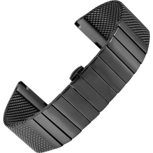 18/20/22/24 mm Stainless Steel Watch Strap Polished Silver/Black/Gold/Rose Gold Mesh Steel Band for Men Women Wristwatch