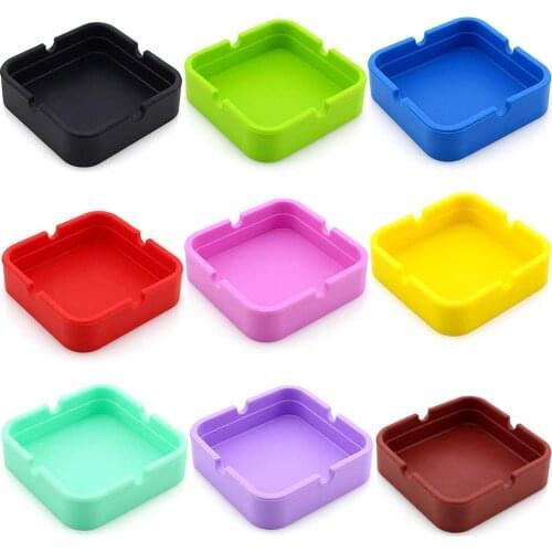 Silicone Soft square Ashtray Ash Tray Holder PLuminous Portable Anti-scalding Cigarette Holder Multicolor Eco-Friendly