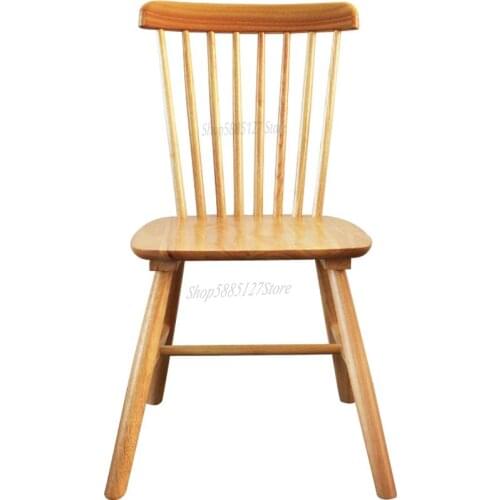 Solid Wood Chair White Simple Backrest Dining Chair Single Person Negotiation Nordic Desk Room Home Conference