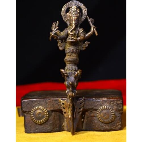 Tibetan Buddhist handmade Elephant Vajra Guardian Puba subduing pestle ,Old Pure copper Vajry Pestle From Tibet