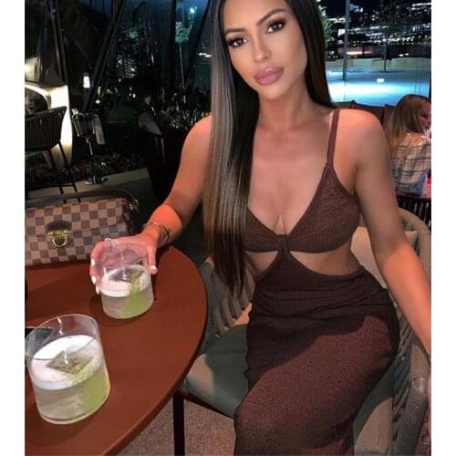 Townlike Spaghetti Strap Knitted Sexy Dress Women Backless 2021 Summer Elegant Slim Bodycon Dress Midi Long Dresses Vestidos