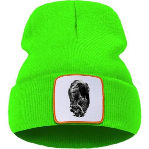 Vikings Vintage Printed Solid Color Unisex Cap Cartoon Warm Winter Caps Solid Color Simple Knitted Caps Creative Quality Cap