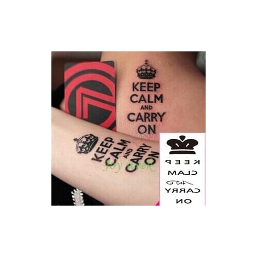 Waterproof Temporary Tattoo Sticker English "KEEP CALM and CARRY ON" tatto stickers flash tatoo fake tattoos for women men girl