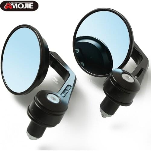 Motorcycle Universal 3" Round 7/8" Handle Bar End Mirrors For Honda Yamaha Suzuki Kawasaki BMW Cafe Racer Bobber Chopper Bike