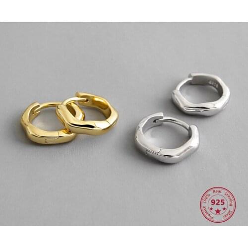 Korean Version Of The New S925 Sterling Silver Earrings Irregular Wave Pattern Earrings INS Simple Personalized Female Jewelry