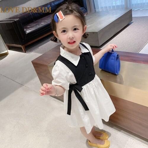 LOVE DD&MM Girls Clothing Dresses 2021 Summer Fashion Kids Clothing Bow Stitching Comfort Dress For Girl Clothes