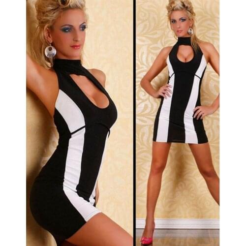 Dream Vine Casual Dress For Women Clothing Sexy Hollow Out Black and White Stripe Clubwear Fashion Summer Bodycon Dresses