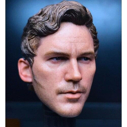 1/6 Chris Pratt Head Sculpture PVC Male Soldier Head Carving Fit 12'' Action Figure Body