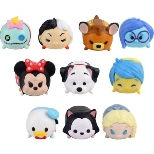 10pcs/lot Tsum Figures Lilo and Stitch Cactus Inside Out Princess Elsa Donald Duck Minnie Mouse Dog Cat Animal Model Toys