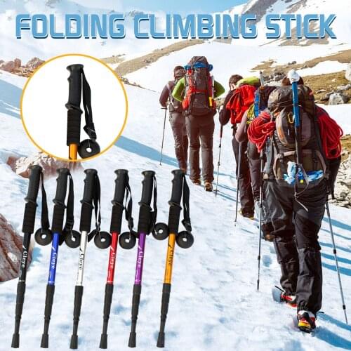 100cm Outdoor Fold Trekking Poles Camping Portable Walking Hiking Stick Nordic Elderly Telescopic Club Easy Put Into Bag #T2G