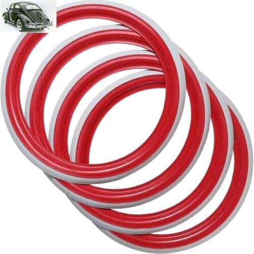 12'' INCH TYRE TRIM RED WHITE WALL SIDEWALL SET OF4