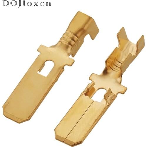 20/50/100/200/Pcs H62 Brass Tinned 6.3 MM With Window Automotive Connector Male Wiring Terminal DJ6118-6.3B