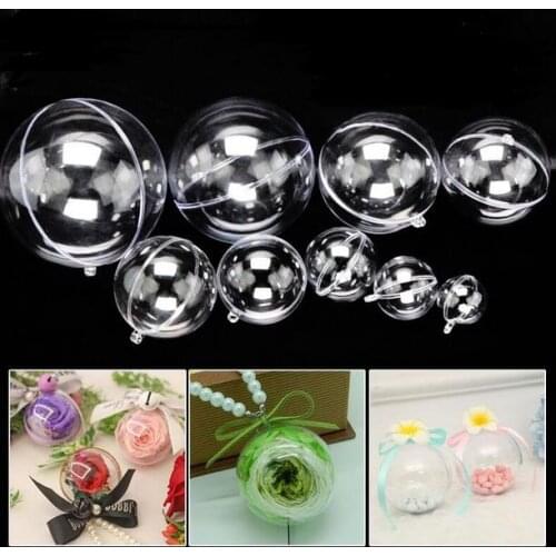 200pcs 5cm/8cm/10cm beauty transparent hanging christmas ball baubles clear plastic christmas ornaments fast shipping