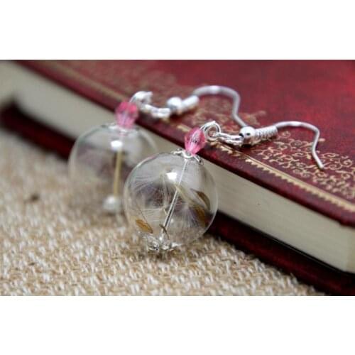 4pairs real Dandelion earrings, real flower earrings, make a botanical jewelry silver tone