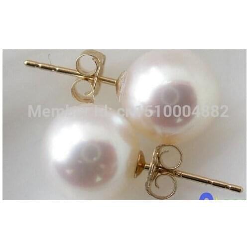 Shitou 00149 AAA 9MM AKOYA WHITE ROUND SEAWATER PEARL EARRING