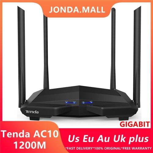 Tenda AC10 1200Mbps Wireless 2.4G+5G WiFi Router 1GHz CPU+128M DDR3 Gigabit Ports 4*6dBi High Gain Antennas, Smart APP Manage