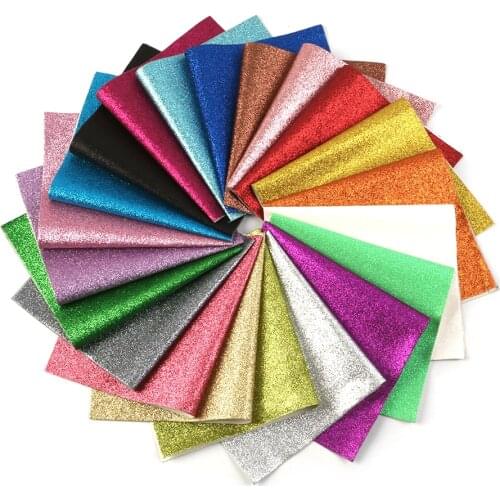 Shimmer Fine Glitter Faux Leather Sheets Solid Color Synthetic Leather Fabric Roll 30x140cm for Earrings Hair Bows Pouches Bags