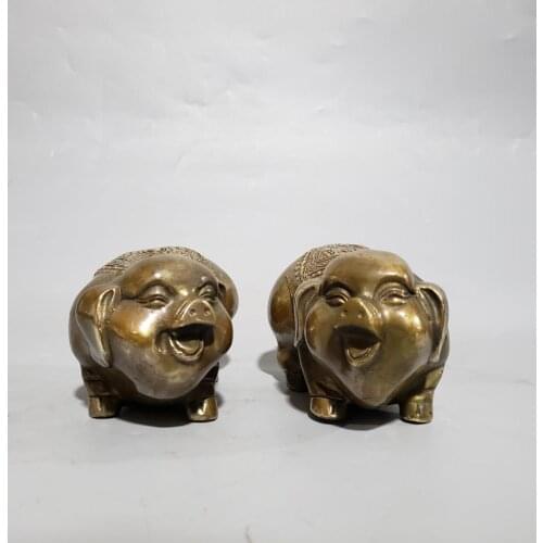 Home decoration Bronze statue,1 Pair(2 piece) Lucky Pig Sculpture,High quality Metal crafts For Home
