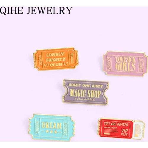 Funny Quote Enamel Pin Badge Ticket VIP Pass Magic Shop Brooches for Fans Friends Cartoon Lapel Pins Jewelry Gift Wholesale