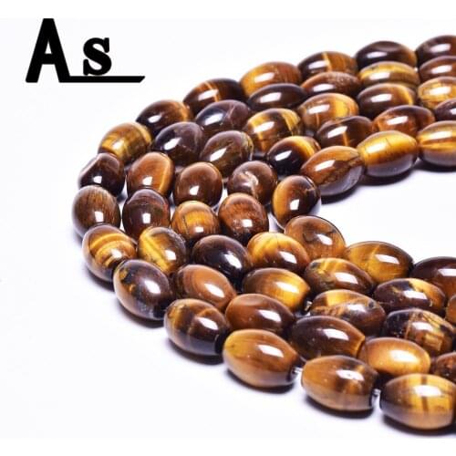 Asingeloo Tiger Eye Natural Stone Beads Rice Shape For Jewelry Making Bracelet And Necklace 15"Strand Loose Beads