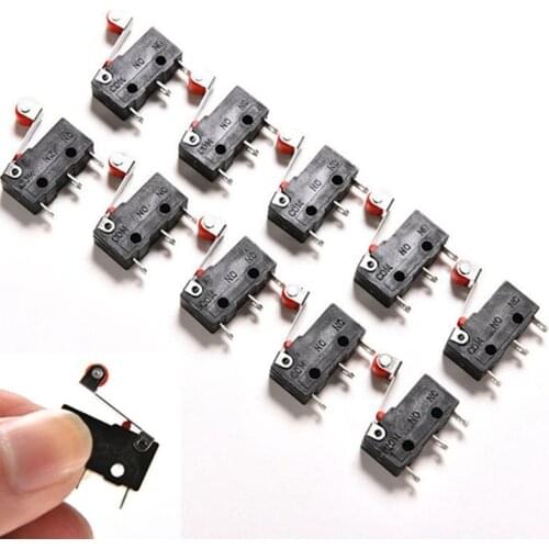 Hot 10Pcs Micro-Roller Lever Arm Open Close Limit Switch Kw12-3 Pcb Microswitch