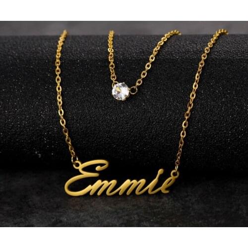 Custom Stainless Steel Name Letters Chain Necklaces for Couple Custpmized Double Name Zircon Necklace Hip Hop Nameplate Jewelry