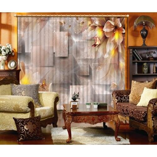 Brick curtains flower curtain 3D Curtain Luxury Blackout Window Curtain Living Room