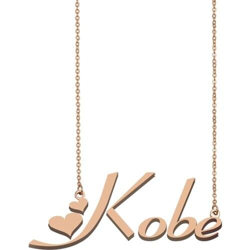 Kobe Name Necklace Custom Personalized Gold Stainless Steel for Women Girls Best Friends Birthday Wedding Mother Days Gift