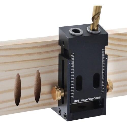 Pocket Hole Jig Aluminum Alloy 9mm Hole Drill Guide HSS Step Drill Bit Adjustable Punch Locator with Scale Woodworking Tools