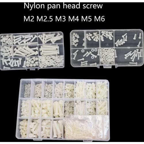 M5 White Nylon Pan Head Cross Screw Round Machine Screw Plastic Hex Nut Assortment kits