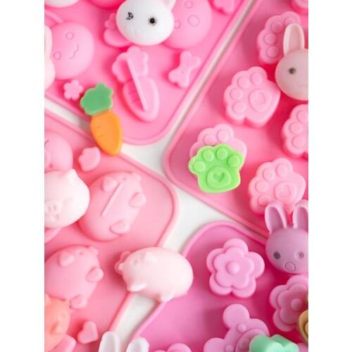 Cute Little Animal Combination Silicone Mold DIY Handmade Soap Silicone Mold Food Grade Material Fondant Cake Chocolate Mold
