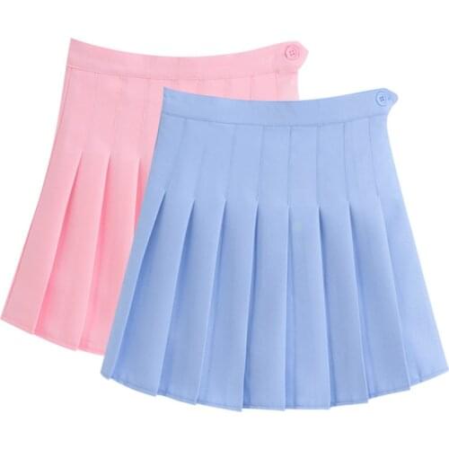 Merry Pretty New Fashion Women Skirt High Waisted Solid Mini Skirts Womens Black Pink Bottoms Pleated Skirt Zipper Saia Preta