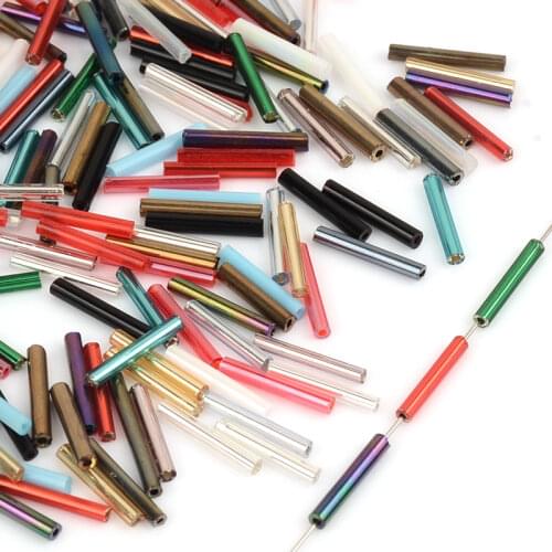 Multi Color Cylinder Beads Plated Long Glass Tube Bugle Beads For Jewelry Making Finding DIY Bracelet Necklace Accessories