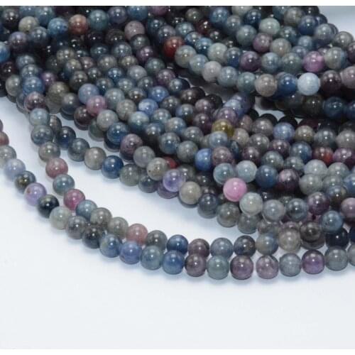 Natural Simple Quality Ruby + Sapphire Loose Round Beads 4.8-5mm