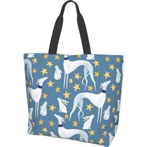 NOISYDESIGNS Hare And Stars Print Large Shoulder Bags Women Handbag Shopper Bag Greyhound Eco Shopping Bags Storage Totes Femme